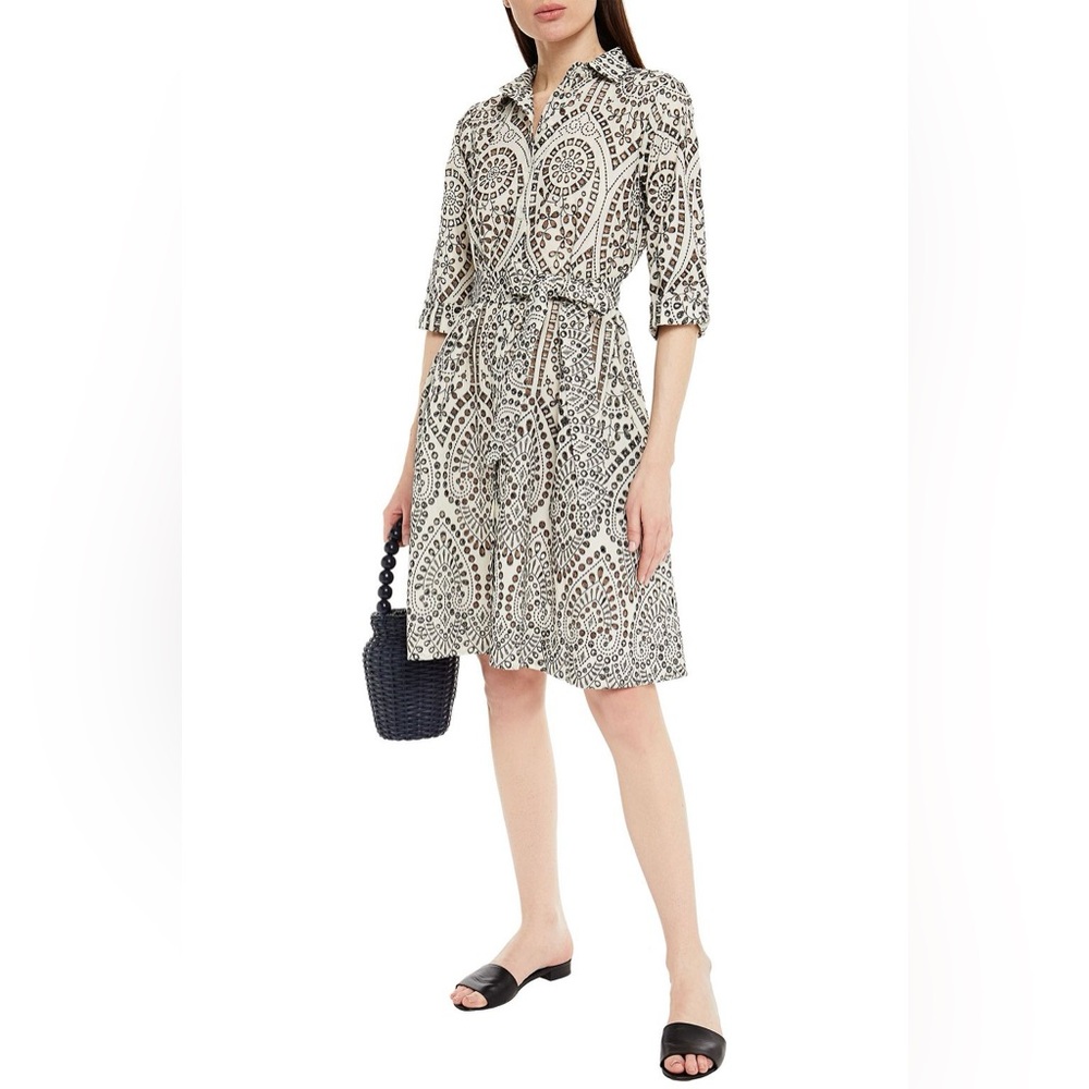 🌻Lisa Mare Fernandez belted broderie angelaise cotton midi dress size 2